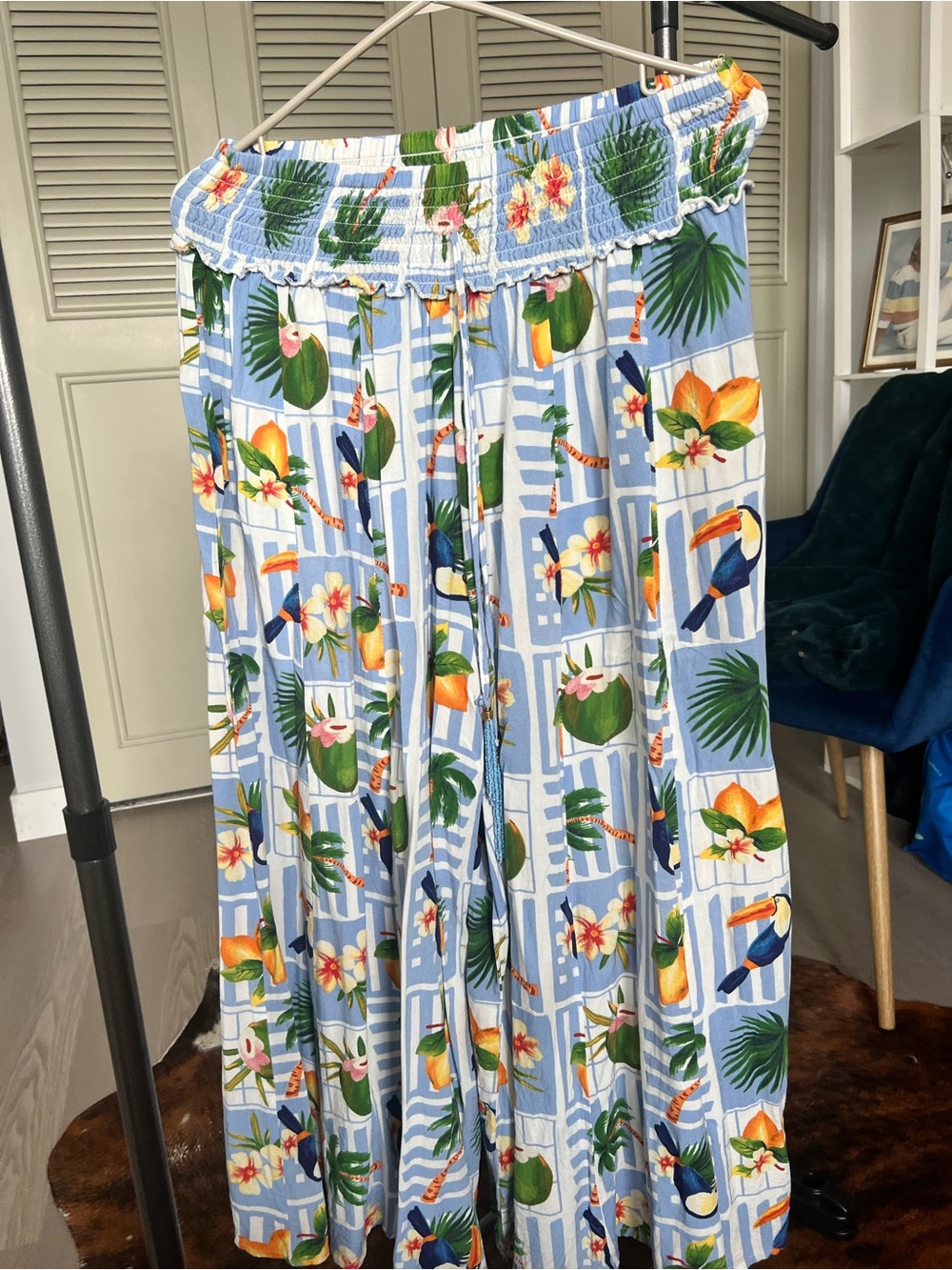 Tropical Print Flowy Vacay Pants made for sunshine, patios, and beachside drinks